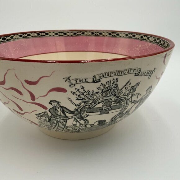 ADAMS SHIP CAROLINE PINK LUSTER PUNCH BOWL THE SHIPWRIGHT ARMS AND JAMES LEECH - Picture 7 of 9